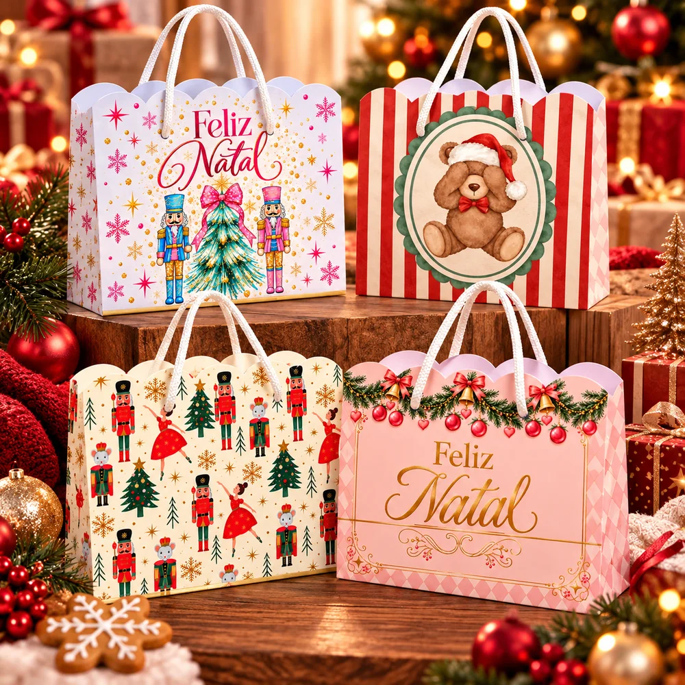 Pack de Sacola Nuvem de Natal: quatro modelos de sacolas natalinas